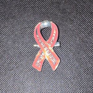 Elegant Pink and Silver Ribbon Brooch